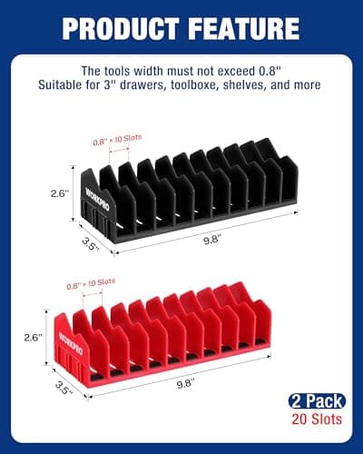 WORKPRO 2-Pack Plier Organizer Rack, 20-Slot Tool Organizer and Storage