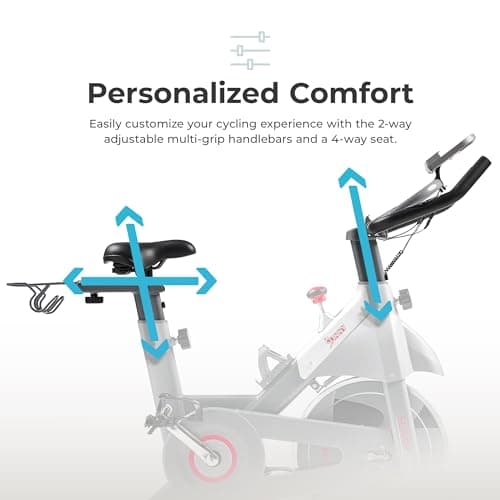 Sunny Health & Fitness Smart Indoor Cycling Magnetic Resistance Exercise Bike, Cardio Workout for Home, Pulse Sensor, with Dumbbell Holder, Bluetooth Connectivity and SunnyFit App - SF-B123033 — view 4