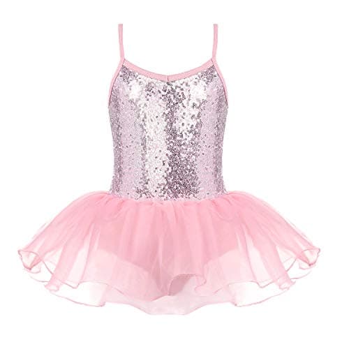 Zaclotre Girls Sequin Leotard Sparkly Strap Ballet Skirted Leotards Tutu Dress Ballerina Outfit Dance Costume for Kids