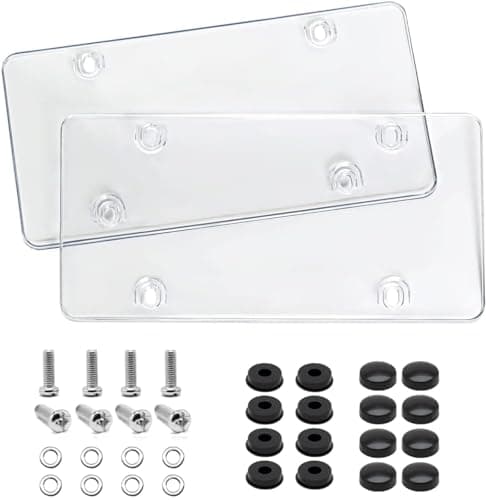 License Plate Frame Cover,Curved surface Design,2pack- License Plate Protector.Fits Standard 6x12Inches License Plates,Protect Your Front & Back License Plate Frame (Transparent)