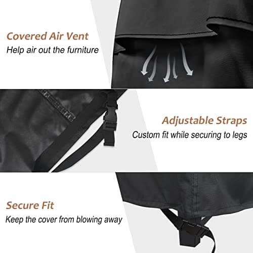 NettyPro Fire Pit Cover Rectangular Waterproof Outdoor Firepit Cover for Gas Propane Fire Pit Table Rectangle, 58 x 30 x 24 inch, Black — view 5