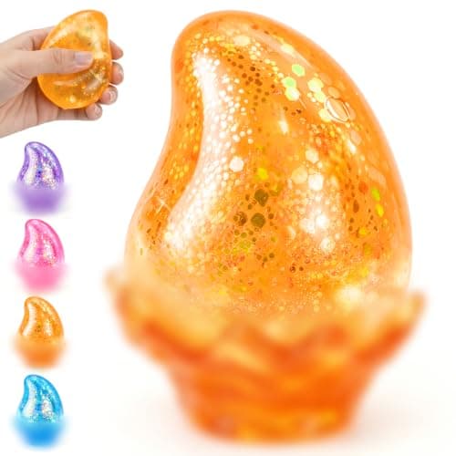 Drop Squishy Stress Balls,Raindrop Squishy Cube Squishies Anxiety Stress Relief Ice Squishy Malt Balls,Soft Sensory Calming Toys for Kids Teens, Party Favors & Classroom Prizes for Kids - Orange