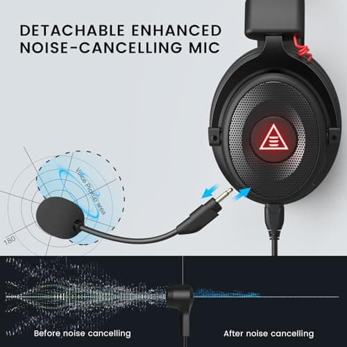 EKSA E900 Pro USB Gaming Headset for PC - Computer Headset with Detachable Noise Cancelling Mic, 7.1 Surround Sound, 50MM Driver - Headphones with Microphone for PS4/PS5, Xbox One, Laptop, Office — view 2