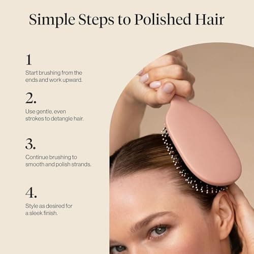 Kitsch Smooth & Polish Brush – Dual Bristle Detangler Brush, Shine & Frizz Control – Vegan Boar & Nylon Hair Brush with Cushioned Pad for Scalp Massage – Hair Care Tool for All Hair Types - Terracotta — view 6