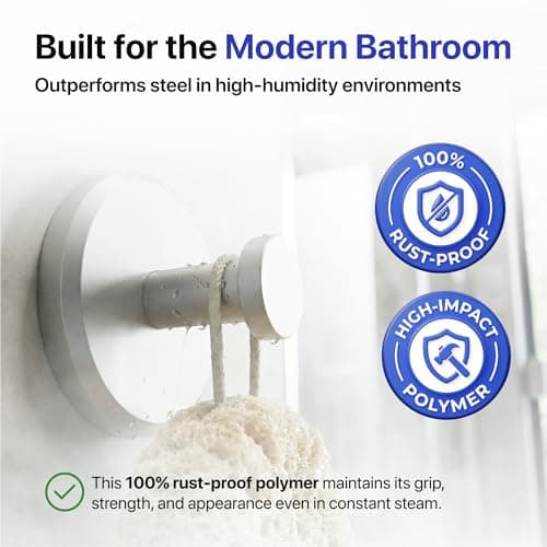 HOME SO Suction Cup Hooks for Shower & Bathroom Towel Holder 2-Pack – Suction Cups Hooks for Hanging Towels, Robes, & Coats - Tiles, Glass Door or Mirror – Shower Hooks & Towel Hooks Organizer -Nickel — view 2