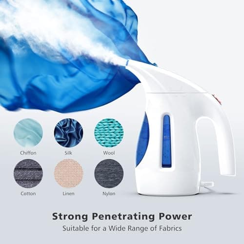 HiLIFE Steamer for Clothes, Portable Handheld Clothing Steamer, 240ml Big Capacity, 700W, Strong Power, Fabric Quick Wrinkle Remover with Brush for Home, Office(ONLY 120V) -Blue — view 3