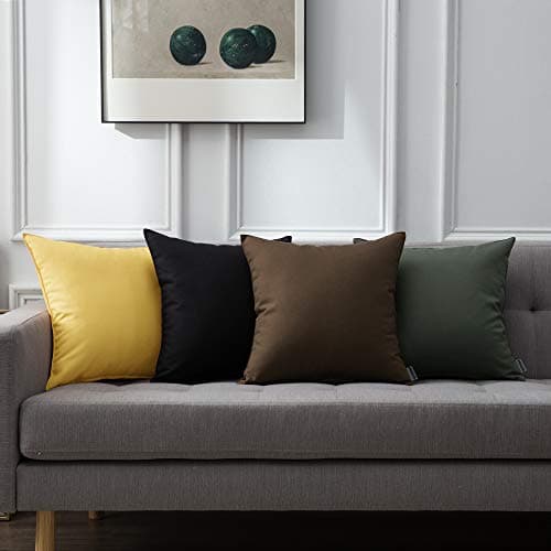 MIULEE Pack of 4 Decorative Outdoor Waterproof Pillow Covers Square Garden Cushion Cases PU Coating Throw Pillow Cover Shell for Patio Tent Park Couch 16x16 Inch Black — view 6