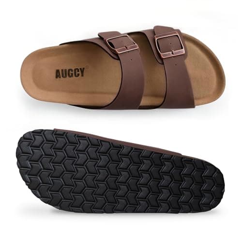 AUGCY Womens Sandal Cork Footbed Slide, Arch Support Slides for Women with Adjustable Buckle, Comfortable Summer Beach Outdoor Sandals — view 4