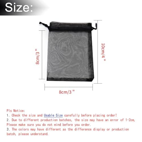 Bezall 100Pcs Black Organza Bags 3x4 Inch, Small Mesh Jewelry Bags Drawstring Gift Bags Wedding Party Favor Halloween Candy Treat Pouches — view 2