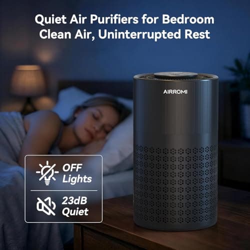 AIRROMI Air Purifier for Bedroom with HEPA 3-in-1 Filter, Pet Air Purifier for Home Cat Pee Smell, Covers Upto 990 Ft², Quiet 360°intake Air Cleaner for pet hair,allergies,pollen,Smoke，A2001 Black — view 5