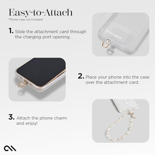 Case-Mate Phone Charm Wrist Strap w/Pearls & Crystals - Crystal Pearl Gold — view 4