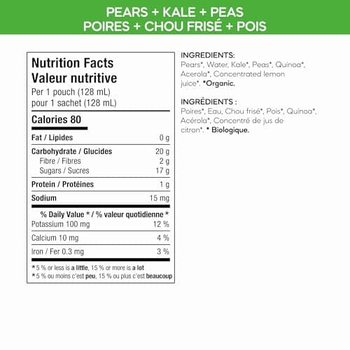 Love Child Organics Superblends Pears, Kale + Peas Puree, 128 ml (Pack of 12), by Nature's Path