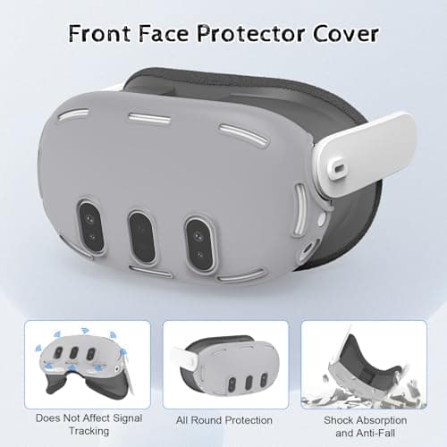 Relohas Deluxe 5 in 1 Silicone Accessories for Meta Quest 3, VR Protective Case Set for Oculus Quest 3, Controller Grip Cover, VR Shell Cover, Face Cover, Gifts for Christmas & Halloween (Grey PT) — view 4