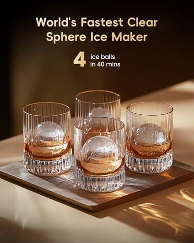 ecozy 2" Clear Ice Ball Maker Countertop with CrystalFlux Technology, 4 pcs in 40 Mins, 144 pcs/Day, Sphere Ice Maker with Automatic Water Supply, Self-Cleaning, Enhanced Insulation for Whiskey Bar — view 2