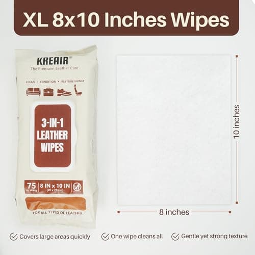 Kreair 3in1 Leather Cleaner Wipes 75 Count, XL 8 x 10 in — view 2