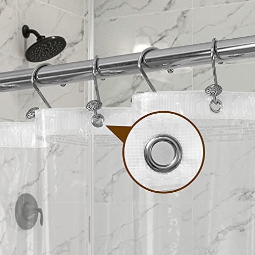 Barossa Design Plastic Shower Liner Clear - Premium PEVA Shower Curtain Liner with Rustproof Grommets and 3 Magnets, Waterproof Cute Lightweight Standard Size Bathroom Curtains - Clear — view 5