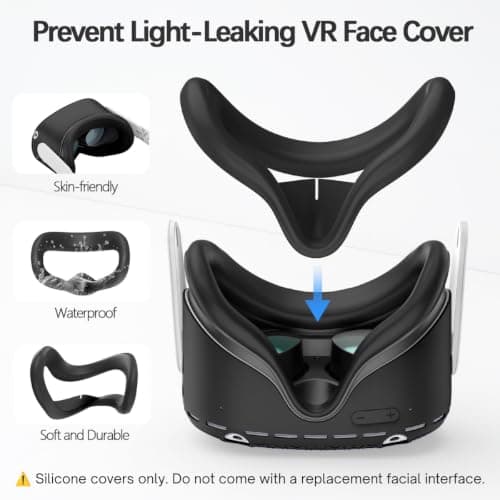 Silicone Face Cover for Meta Quest 2 Standard Facial Interface with Lens Cover Washable Vr Covers for Oculus Quest 2 Accessories Silicone Cover Only, Plastic Interface NOT Included — view 2