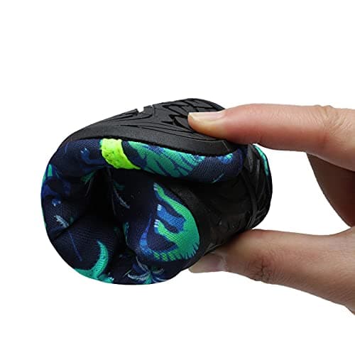 JIASUQI Breathable Summer Water Skin Walking Shoes Aqua Socks for Boys Girls Swim Beach Pool Shoes Easy Green Dinosaur, 9.5-10 Toddler