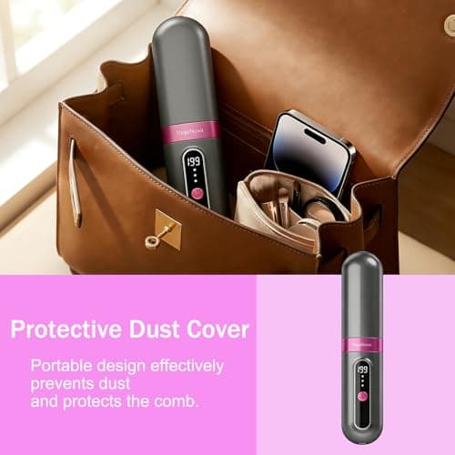 Portable Cordless Hair Straightener Brush with Protective Dust Cover, 3 Heat Levels & Fast Heating, Enhanced Ionic Straightening Brush for Travel. — view 3