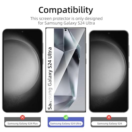NEW'C 3 Pack Designed for Samsung Galaxy S24 Ultra Screen Protecto, (No for S24/S24 Plus), Tempered Glass, Case Friendly Scratch-proof, Bubble Free, Ultra Resistant