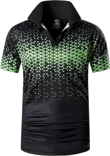 jeansian Men's Short Sleeve Fit Sport Polo Tee Shirts T-Shirts Tshirt Tops Poloshirt Golf Tennis Pickleball LSL358_Blackgreen_XL