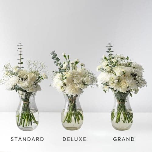Callia Flowers - White & Green Fresh Flower Bouquet - (Grand) Hand-Tied Fresh Cut with Vase, Fresh Flowers Delivery for Birthday, Sympathy, Get Well, Floral Arrangements with Local Delivery — view 2