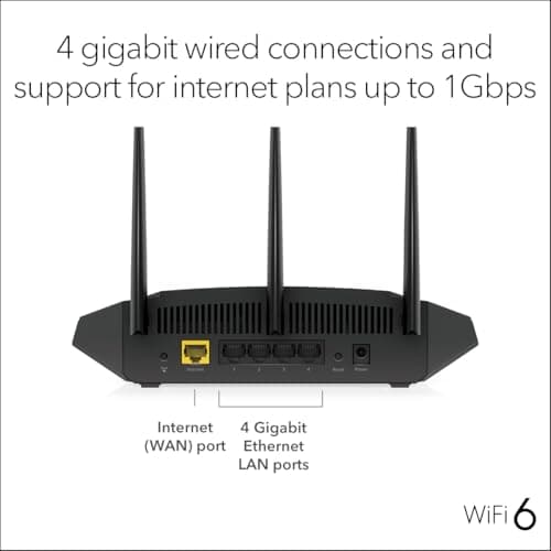 NETGEAR Nighthawk WiFi 6 Router (RAX36) – Router Only, AX3000 3 Gbps Wireless Speed – Dual-Band Gigabit Internet – Covers 2,000 sq. ft., 25 Devices – Built-in VPN, USB 3.0, Gaming — view 3