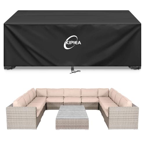 Kipiea Patio Furniture Covers Waterproof Winter, 420D Outdoor Furniture Set Covers, Heavy-Duty Patio Table Covers, No Tears Anti UV No Fading (98" L x 98" W x 28" H)