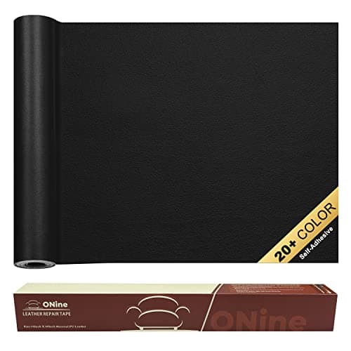 Leather Repair Tape, Leather Repair Patch, 16 x 60 Inch Self-Adhesive Couch Patch, for Furniture, Sofas, Car Seats (Pure Black-Fine Grain)