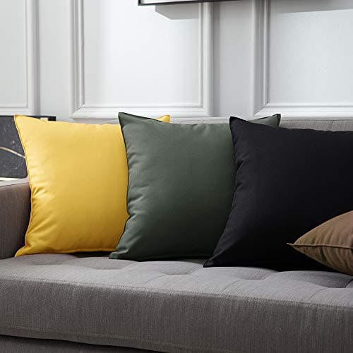 MIULEE Pack of 4 Decorative Outdoor Waterproof Pillow Covers Square Garden Cushion Cases PU Coating Throw Pillow Cover Shell for Patio Tent Park Couch 16x16 Inch Black — view 4