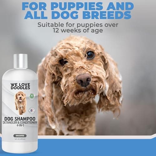 Dog Shampoo, Conditioner & Detangler - Best Shampoo for Goldendoodles, Poodles & Doodles Pet Hair - Hypoallergenic, Tearless, Sensitive Skin for Puppies & All Dog Breeds - Made in USA,16OZ (Unscented) — view 4