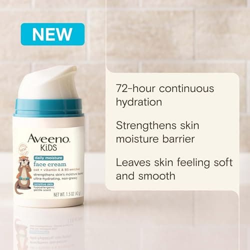 Aveeno Kids Daily Moisture Face Cream with Oat, Vitamin E & B5, Moisturizing Cream for Kids’ Sensitive Facial Skin, Strengthen Skin’s Moisture Barrier, Ultra-Hydrating, Non-Greasy, Travel Size, 1.5 oz — view 2
