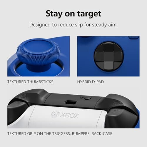 XBOX Wireless Gaming Controller | Shock Blue | Console, PC, & Cloud Devices | Textured Grip | Wireless, Bluetooth, USB-C Connectivity — view 2
