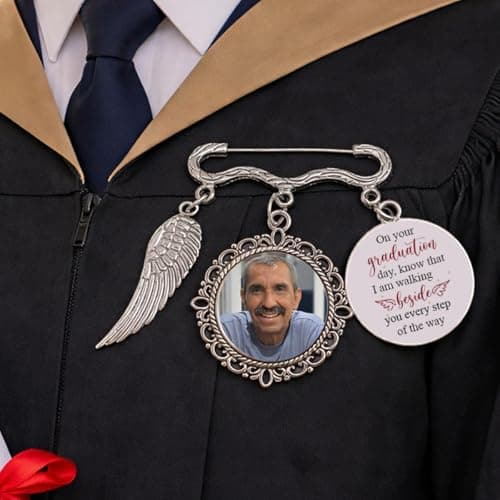 Personalized Angel Wing Graduation Tassel Photo Charm, Custom Memorial Cap Accessory, Class of 2026 Keepsake, Meaningful Graduation Gift for Him or Her, 1