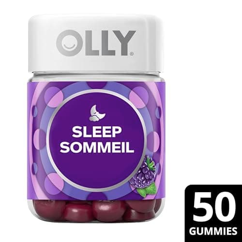 OLLY Sleep Gummy Supplement helps promote a healthy sleep cycle Blackberry Zen with melatonin, L-Theanine & botanicals 25 day Supply, 50 gummies