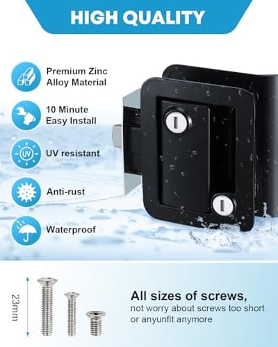 Kohree Upgraded RV Door Lock Replacement with Paddle Deadbolt, 100% Zinc Alloy, Camper Door Handle Latch, RV Enclosed Travel Trailer Entry Door Lock with Keys for Camper Horse Trailer Cargo, Black — view 2
