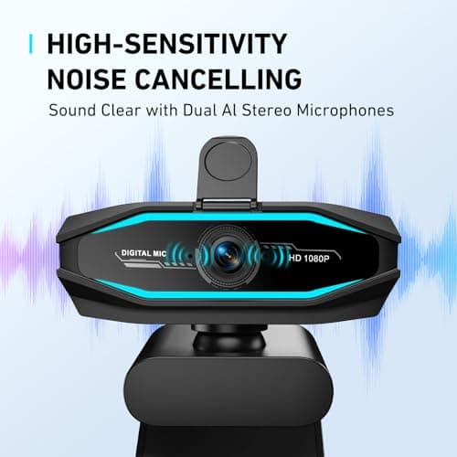 1080P Webcam with Microphone, Full HD Web Camera with RGB Light for Pc, Light Correction and Noise Cancellation Streaming Webcam, USB Computer Camera with Privacy Cover ,Plug and Play PC Web Cam — view 4