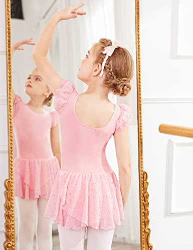 Arshiner Girls Ruffle Sleeve Skirted Leotard Ballet Dance Dresses — view 3