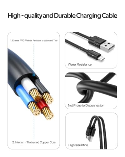 Superer Micro USB Charger Cable Fit for PS4 Controller, Kindle Paperwhite, Amazon Fire Tablet, Roku Streaming Stick, Fire TV Stick, Xbox One S/X, Android Phone Fast Charging Data Sync Power Cord — view 2