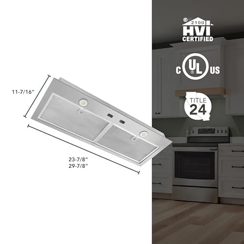 Broan- NuTone PM400SS Custom Cabinet Built-in 3-Speed Power Pack Insert with LED Lighting and 450 Max Blower CFM, 21-Inch, Stainless Steel — view 4