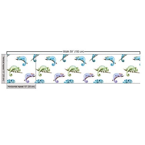 Ambesonne Chameleon Fabric by The Yard, Jungle Fauna Vivid Pattern with Colorful Reptile Animal on Branches, Decorative Fabric for Upholstery and Home Accents, 1 Yard, Blue Green — view 2