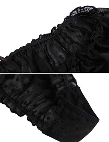 Avidlove 2Pcs Cute & Sexy Chiffon Lingerie Set Polka Dot Transparent Bra and Thongs Set Black — view 3