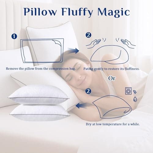 JOLLYVOGUE King Size Pillows 2 Pack for Sleeping, Soft and Supportive Bed Pillows for Side Back and Stomach Sleeper, Down Alternative Hotel Collection Pillows 2 Pack — view 7