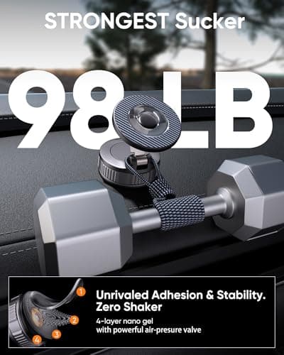 Vacuum Magsafe Car Phone Holder [120+ LB Strongest Suction & 3000gf Strongest Magnetic] 360° Adjustable Magnetic Car Phone Mount, Phone Holders for Your Car for iPhone 17 Pro Max 16 15 14 13 12 Plus — view 3