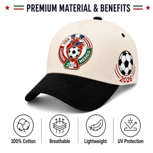 2026 World Cup Soccer Hat–USA Canada Mexico Host Countries Embroidered Baseball Hat Unisex Cotton for Soccer Supporters — view 5