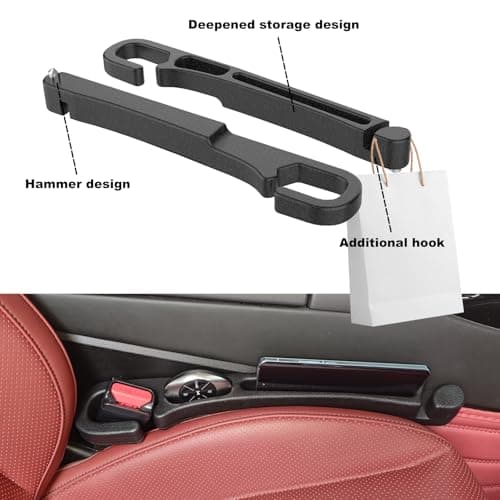Bigger Solutions Car Seat Gap 2pk Filler with Storage, Hook & Emergency Glass Breaker — view 3