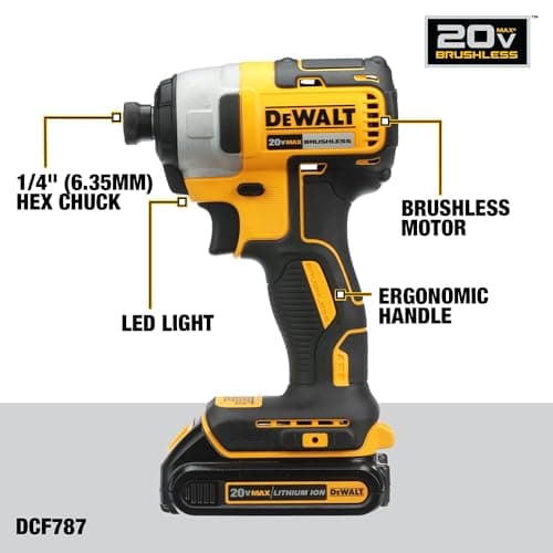 DEWALT 20V MAX Cordless Drill and Impact Driver, Power Drill Brushless 2-Tool Power Tool Combo Kit, Includes 2 Batteries, Charger and Bag (DCK277D2) — view 4