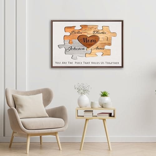 Personalized Mothers Day Idea Gifts for Mom from Daughter Son Kids Husband Custom Puzzles Sign Canvas Prints with Names for Mom Nana Grandma Customized Mother's Day Birthday Wall Art Decoration Gift — view 2