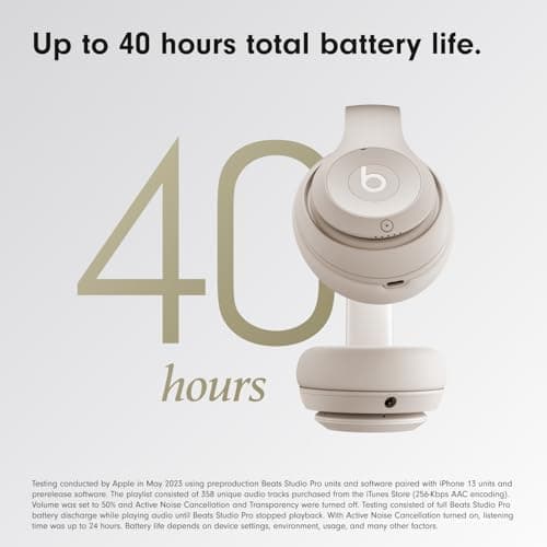 Beats Studio Pro Premium Wireless Over-Ear Headphones- Up to 40-Hour Battery Life, Active Noise Cancelling, Great for Travel & Commuting, USB-C Lossless Audio, Apple & Android Compatible - Sandstone — view 3