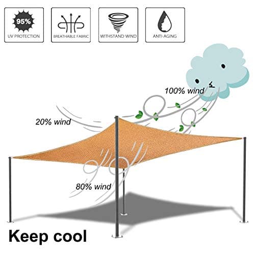 Outdoor Sun Shade Sail Canopy,10' x 14' Rectangle Shade Cloth UV Block Sunshade Fabric - Patio Cover Awning Shelter for Pergola Backyard Garden Yard (Grey Color) — view 3
